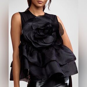 CYNTHIA ROWLEY: BLACK FLOWER TOP